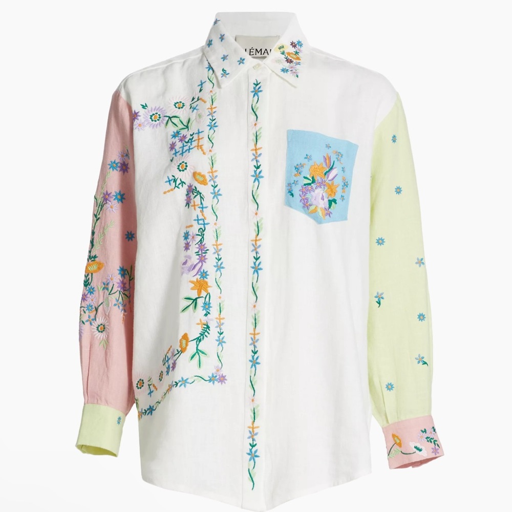 ALÉMAIS Women's Hotel Paradiso Willa Embroidered Linen Shirt